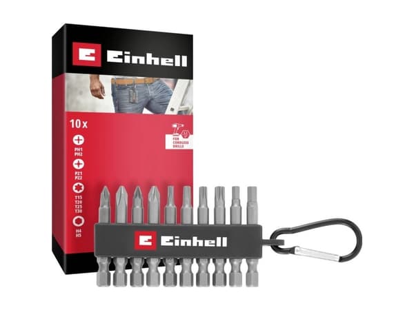 Einhell Karbinhake Bitssats 10 st 118623 Bitssats 1/4 (6,3 mm), PH, PZ, TORX, Hexagon