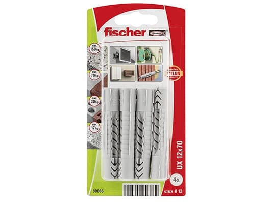Fischer 90866, Expansionsplugg, Tegel, Betong, Foam concrete, Nylon, CE, 1 cm, 70 mm