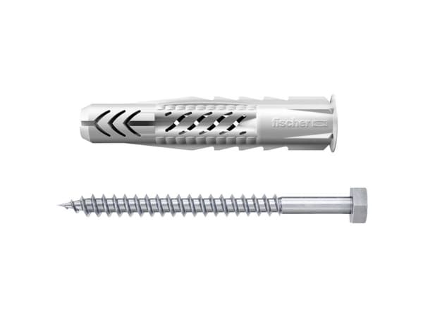 Fischer 90880, Kit med skruvar och ankare, Autoklaverad lättbetong, Tegel, Betong, Foam concrete, Gipsblock, Metall, Nylon, Grå, Silver, 1 cm, 75 mm