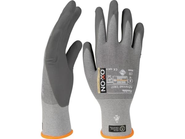 Handsker OX-ON Flexible Advanced 1907. Ekstremt slidstærk, ESD godkendt, udsøgtpasform, størrelse 9