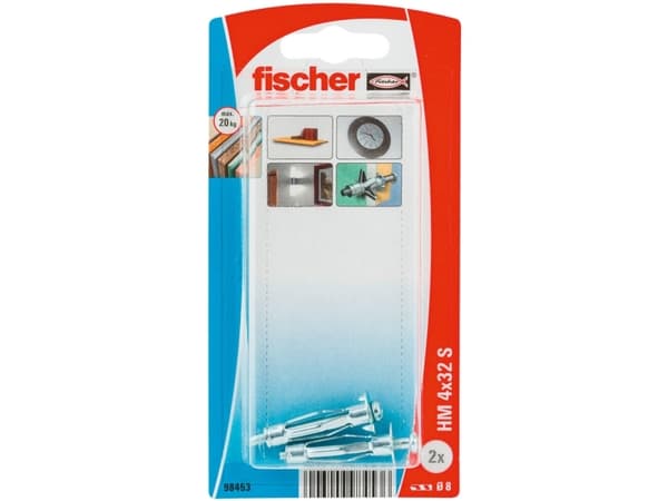 Fischer 98453, Expansionsplugg, Gipsskivor, 32 mm, 8 mm, 4 cm, 3 mm