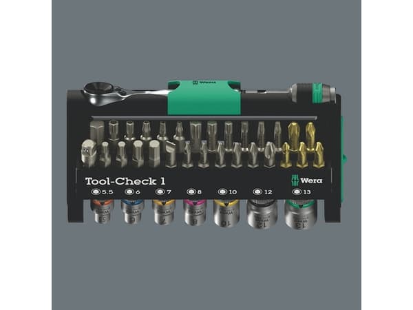 Wera Tool-Check 1, 1 del, Svart, Grön, Rostfritt stål, Rostfritt stål, 497 g, 35 mm, 170 mm
