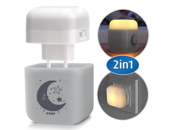 reer 2in1 SleepLight, LED, Pistorasia, Poika/tyttö, AC, Akku Harmaa