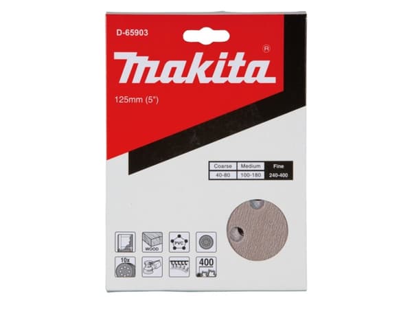 Makita D-65903 Slibepapir (L x B x H) 125 x 125 x 14 mm 10 stk