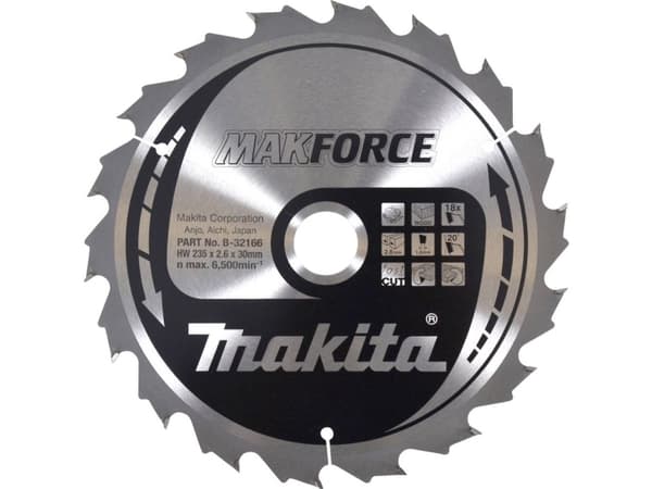 Makita B-32166, Tre, 23,5 cm, 3 cm, 6500 RPM, 2,6 mm, Makita