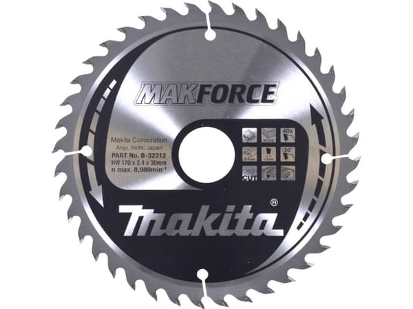 Makita B-32312, Trä, 17 cm, 3 cm, 8980 RPM, 2,4 mm, 20°