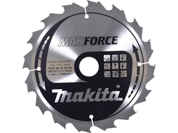 Makita B-32150, Trä, 21 cm, 3 cm, 7300 RPM, 2,4 mm, Makita