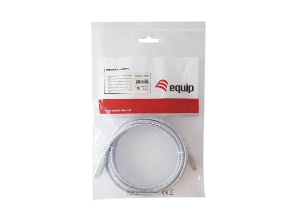 Equip 128360, 3 m, USB C, USB C, USB 3.2 Gen 2 (3.1 Gen 2), 10 Gbit/sek, hvit