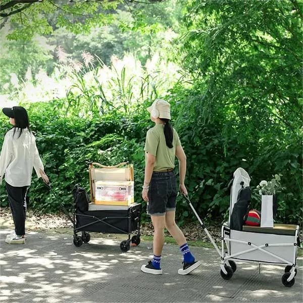 Hopfällbar campingvagn för trädgården och stranden med fickor 100 kg