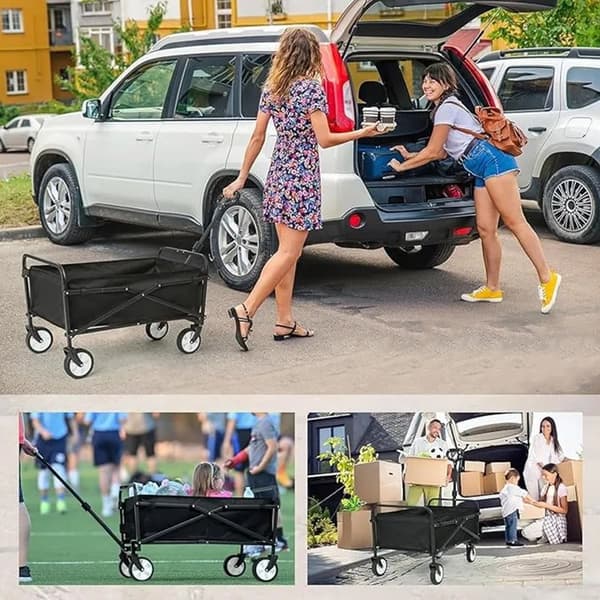 Hopfällbar campingvagn för trädgården och stranden med fickor 100 kg