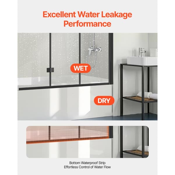 Badekarsbrusedør 137x142 cm, Rammeløs Foldbar, Praktisk og Pladsbesparende Design