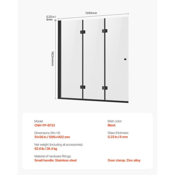 Badekarsbrusedør 137x142 cm, Rammeløs Foldbar, Praktisk og Pladsbesparende Design