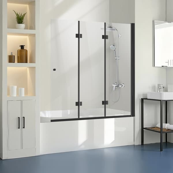 Badekarsbrusedør 137x142 cm, Rammeløs Foldbar, Praktisk og Pladsbesparende Design