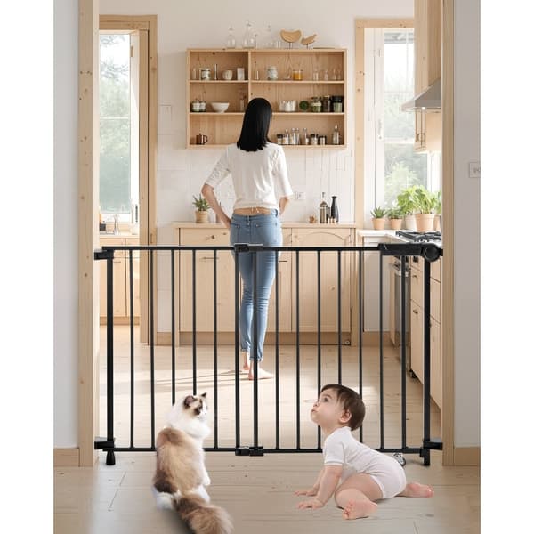 Babygrind, justerbar bredd 69-102 cm, 68 cm hög, svart, perfekt som hundgrind