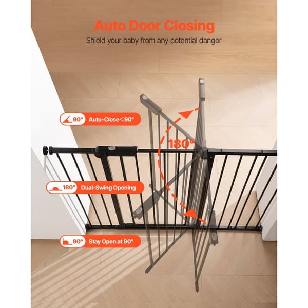 Babygitter 66-122 cm, Justerbar Bredde, Højde 91 cm, Hundegitter Model, Sort Farve