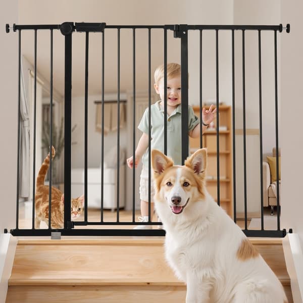 Babygitter 66-122 cm, Justerbar Bredde, Højde 91 cm, Hundegitter Model, Sort Farve