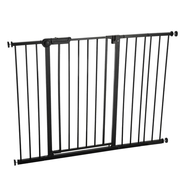 Babygitter 66-122 cm, Justerbar Bredde, Højde 91 cm, Hundegitter Model, Sort Farve