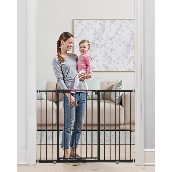 Babygitter 66-122 cm, Justerbar Bredde, Højde 91 cm, Hundegitter Model, Sort Farve