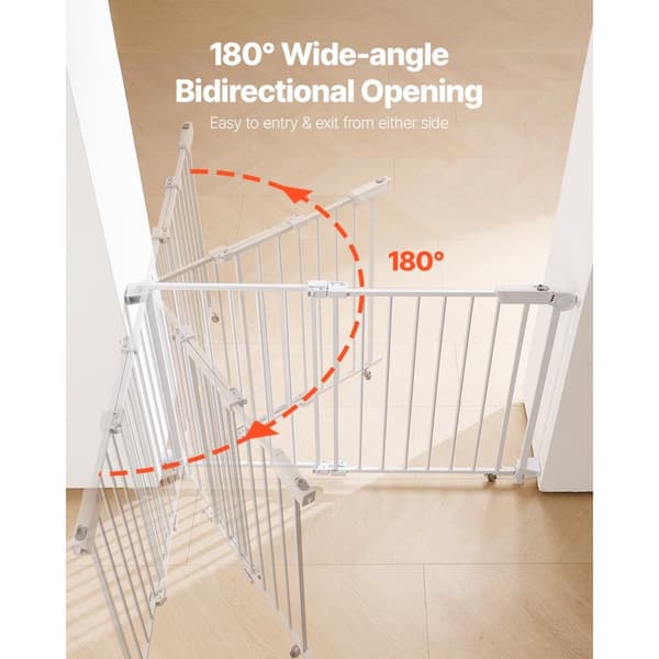 Babygitter, Justerbar Bredde 69-102 cm, Højde 68 cm, Hundegitter, Hvid Farve