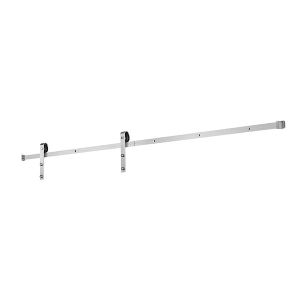 8FT Skydedørsbeslagsæt, Enkelt Skydedør Sølv, Robust og Let Installation