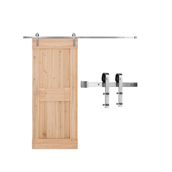 8FT Skydedørsbeslagsæt, Enkelt Skydedør Sølv, Robust og Let Installation