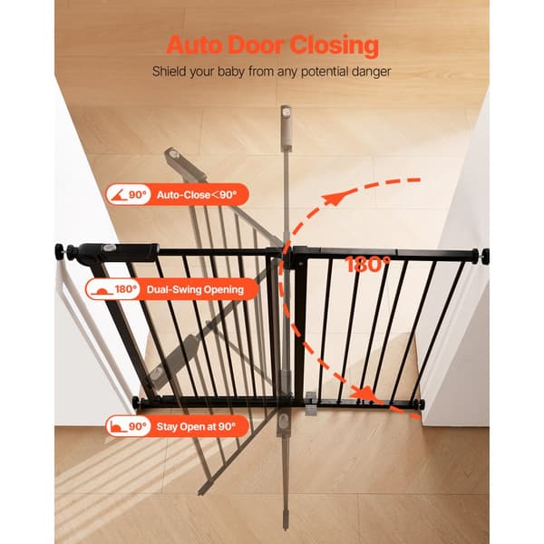 Babygitter, Justerbar Bredde 66-102 cm, 91 cm Høj, Hundegitter, Sort Farve