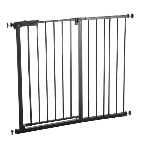 Babygitter, Justerbar Bredde 66-102 cm, 91 cm Høj, Hundegitter, Sort Farve