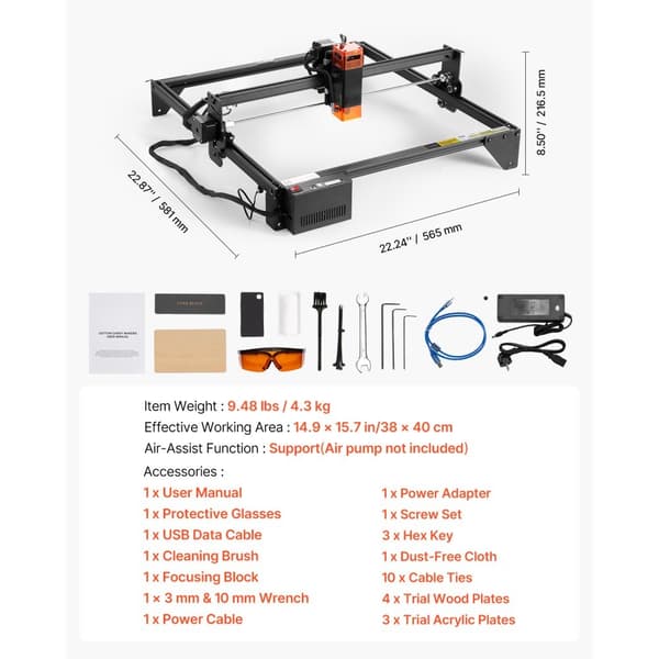 Lasergravør 10W, Lasergravering Maskine, Komprimeret Punkt, Øjenbeskyttelse