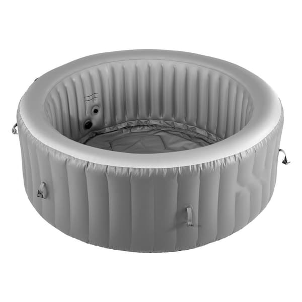 Uppblåsbar Bubbelpool, 2080 x 660mm Rund, 4 till 6 Personer, Portabel Utomhusspa med Snabb Uppvärmning