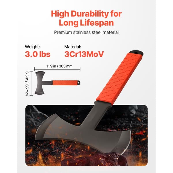 Kasteøkser og Tomahawks, 3-pak 302,3 mm, Dobbeltbidet Kasteøkse, Høj Kvalitet, Robust Design
