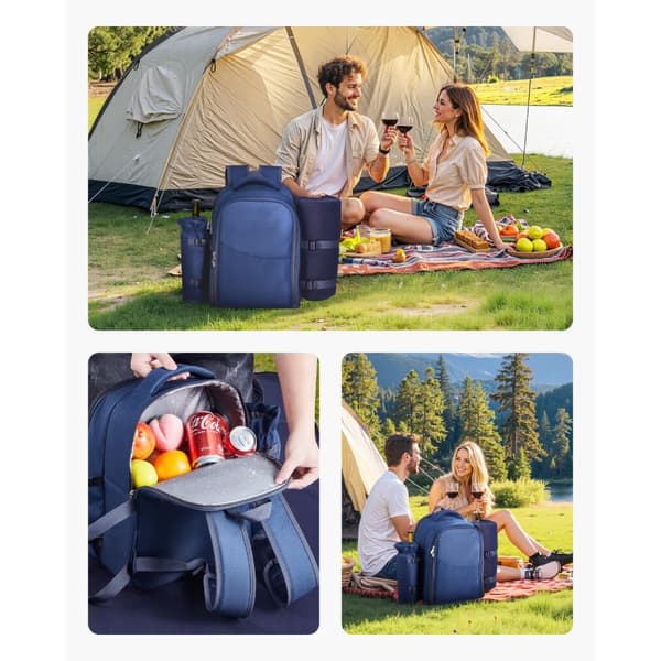Picknickryggsäck för 2, Strandmodell, med Kylfack, Marinblå Färg