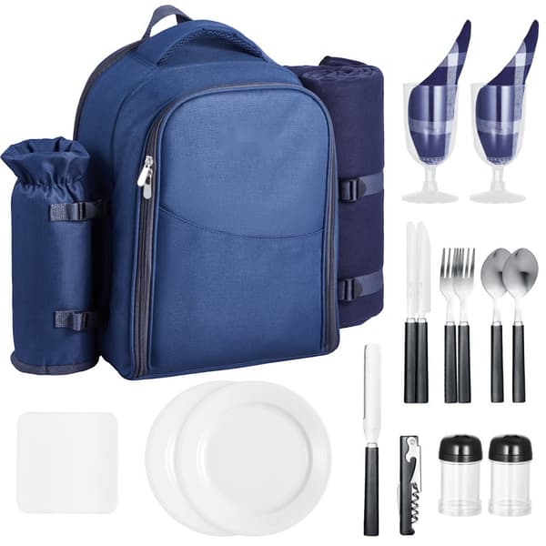 Picknickryggsäck för 2, Strandmodell, med Kylfack, Marinblå Färg