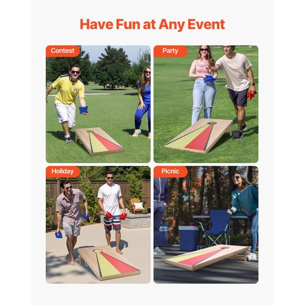 Cornhole-sæt 4x2ft, Bærbart træspilbræt, Inkluderer 8 sækkestole