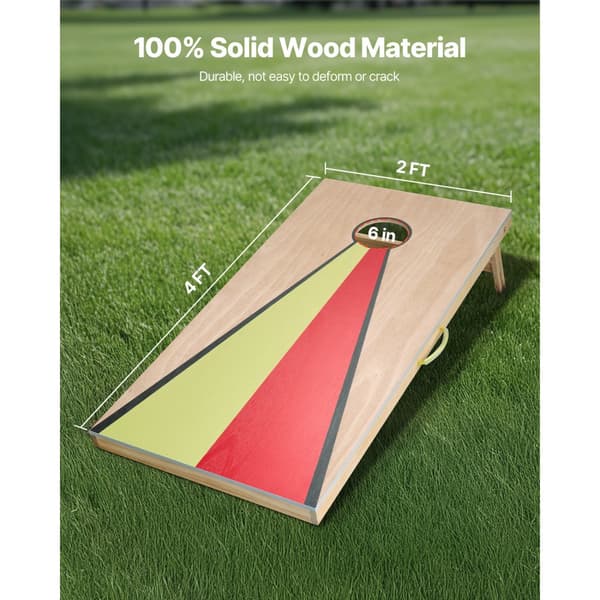 Cornhole-sæt 4x2ft, Bærbart træspilbræt, Inkluderer 8 sækkestole