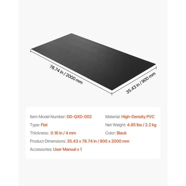 Löpbandsmatta 900x2000 mm, Heltäckningsmatta, 4 mm tjock, idealisk för träning och hemmagym