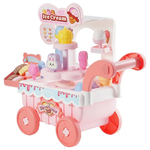 Isvogn Legetøj, Isbutik Model, til Børn fra 3 år, Lyserød Farve