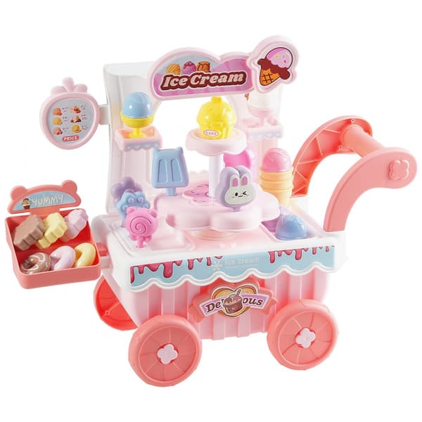Isvogn Legetøj, Isbutik Model, til Børn fra 3 år, Lyserød Farve