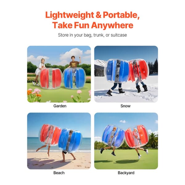 2-pak Oppustelige Bumperbolde 4FT/1.2M, PVC Body Sumo Zorbbold, Udendørs Brug, Robust Materiale