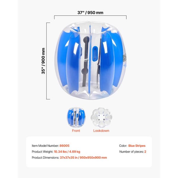 2-pack 3FT/0.9M Uppblåsbara Bumperbollar, PVC Body Sumo Zorbboll, Robust, Utomhusspel
