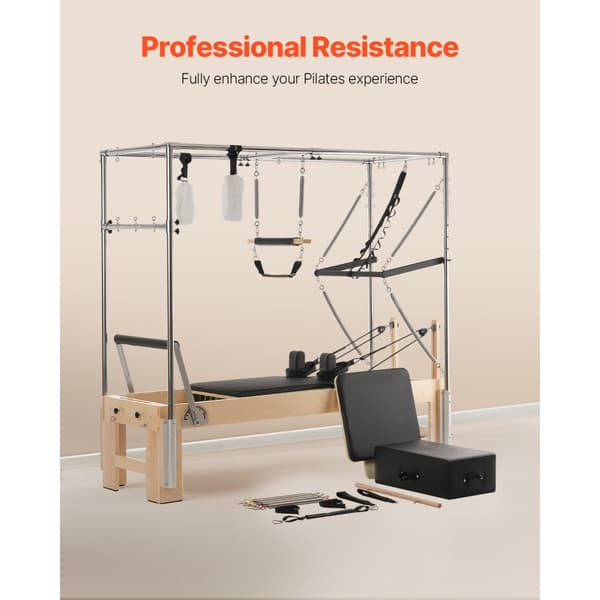 Pilates Reformer -puulaite, Kotikuntosalin treenilaite, Puinen Pilates-laitteisto