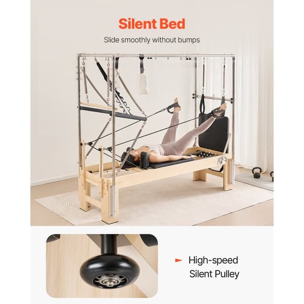 Pilates Reformer -puulaite, Kotikuntosalin treenilaite, Puinen Pilates-laitteisto