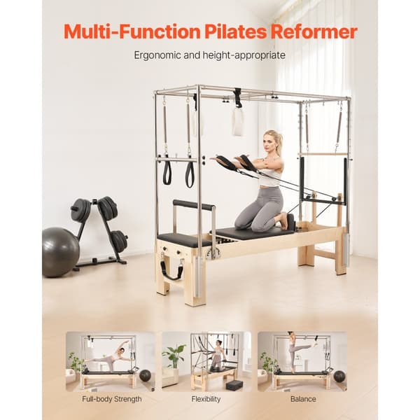 Pilates Reformer -puulaite, Kotikuntosalin treenilaite, Puinen Pilates-laitteisto