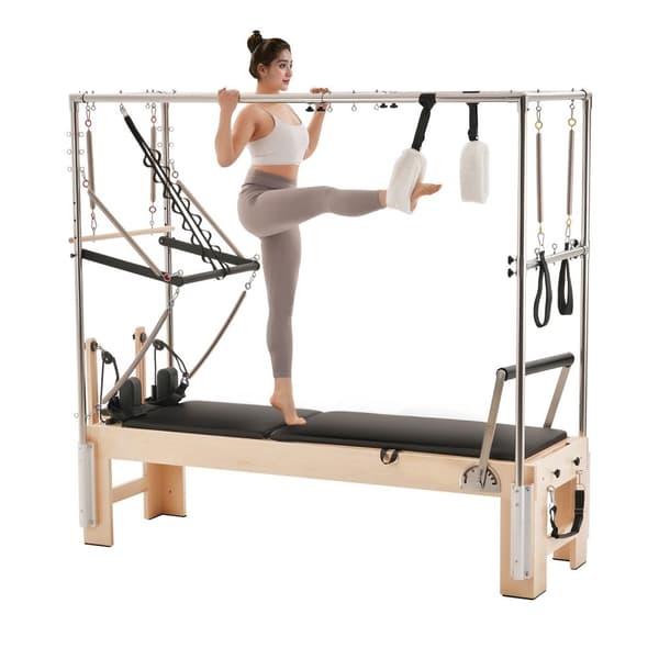 Pilates Reformer -puulaite, Kotikuntosalin treenilaite, Puinen Pilates-laitteisto