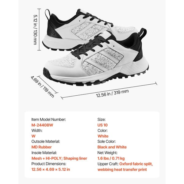 Crosstraining Sko W Bredde, Sneakers Størrelse UK 9, Brede Tåboks Sko, Hvid Farve