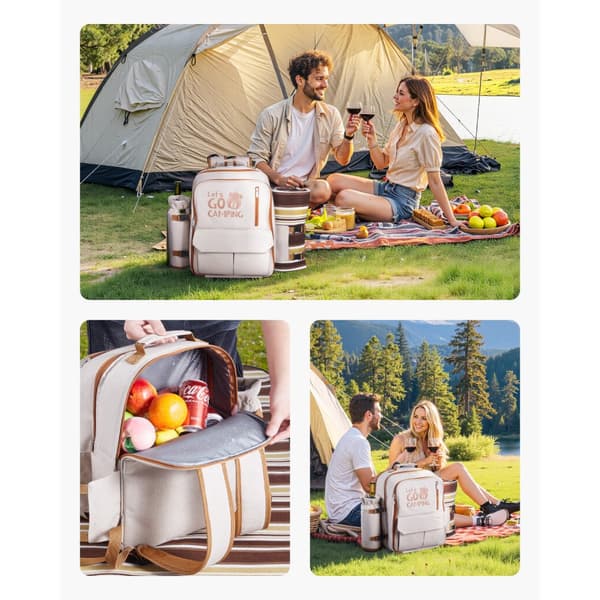 Strandpicknickryggsäck, Modell för 4 personer, Med integrerat kylfack