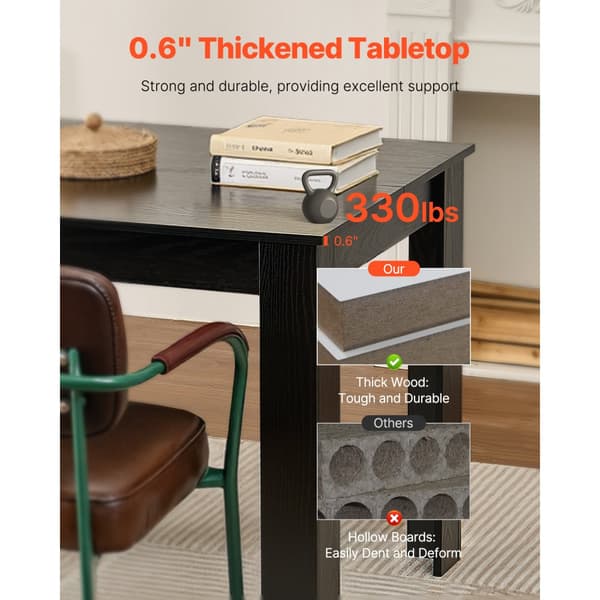 63-tums Rektangulärt Matbord i Trä, Köksbord för 4-6 personer, Robust & Långvarig (Bara Bord)
