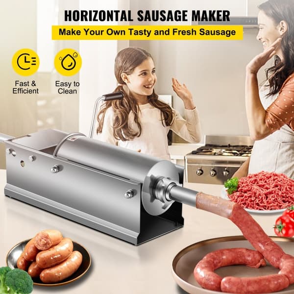 3L Chorizo-vullare av rostfritt stål, horisontell, manuell korvfyllare, Chorizo-hotdogs, grillkorv, lämplig för både hushåll och kommersiell