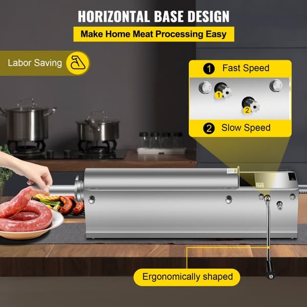 Makkaratäytekone 7L, Vaakasuuntainen Manuaalinen, Ruostumatonta Terästä, Hot Dog ja Bratwurst, Koti- ja Kaupalliseen Käyttöön