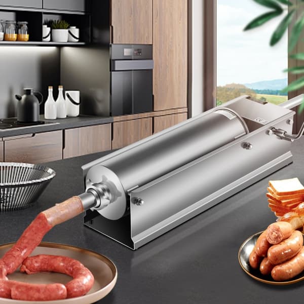 Makkaratäytekone 7L, Vaakasuuntainen Manuaalinen, Ruostumatonta Terästä, Hot Dog ja Bratwurst, Koti- ja Kaupalliseen Käyttöön