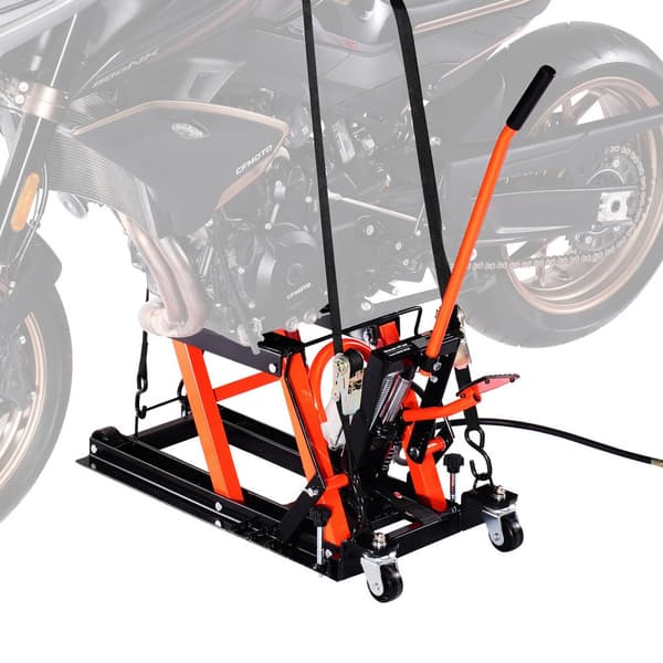 1500lbs Hydraulisk og Pneumatisk Motorcykeldonkraft, 2 Hjuls Løftestativ, Kraftfuld og Letvægts